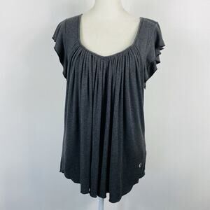 JJ Winks Size Large Sweet Dreams Ribbed Flutter Sleeve Lounge Top Gray
